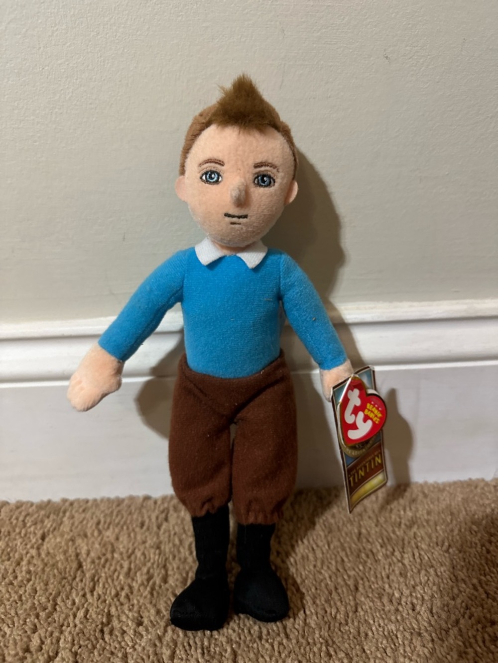 Ty Beanie Baby-TINTIN 11" BOY ADVENTURES OF TINTIN NEW With Tags